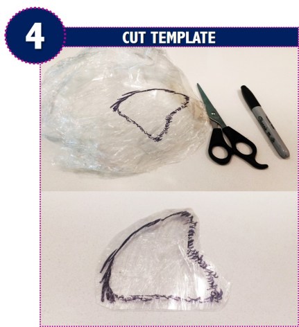 cut template, remove, trim, pattern, custom head template, wig creation, diy, hack, method, best, toupee, hairpiece, cling wrap, black marker