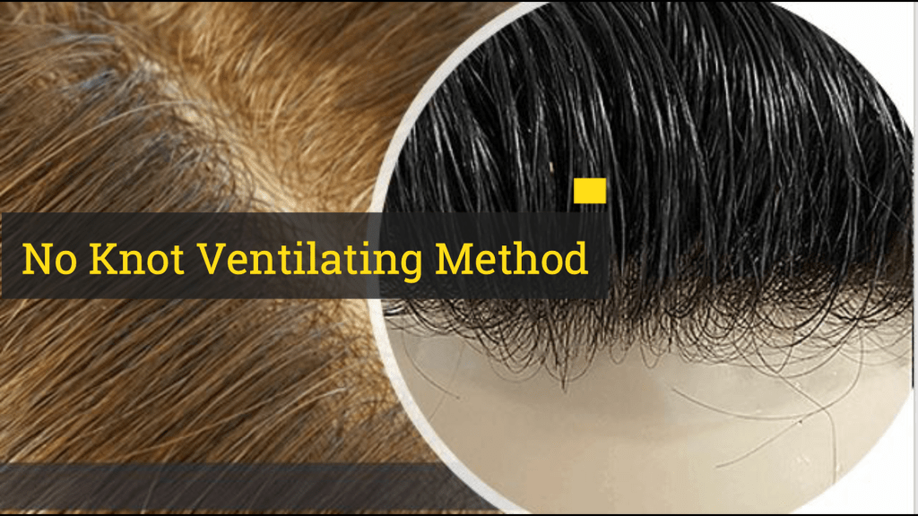 V-looping hair ventilation method added to thin skin wig and toupee.